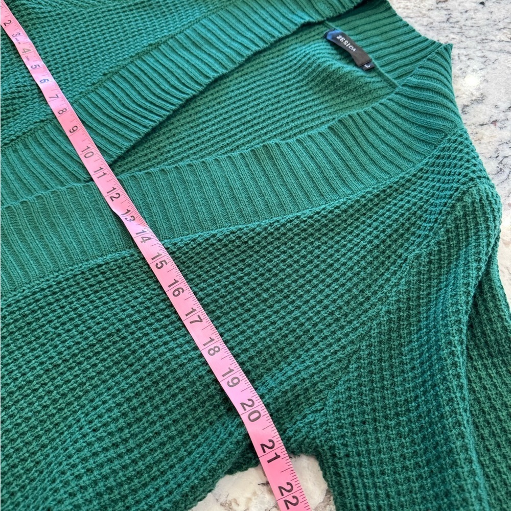 ZESICA Emerald Green Waffle Knit Open Front Cardigan Size Large - Picture 9 of 13